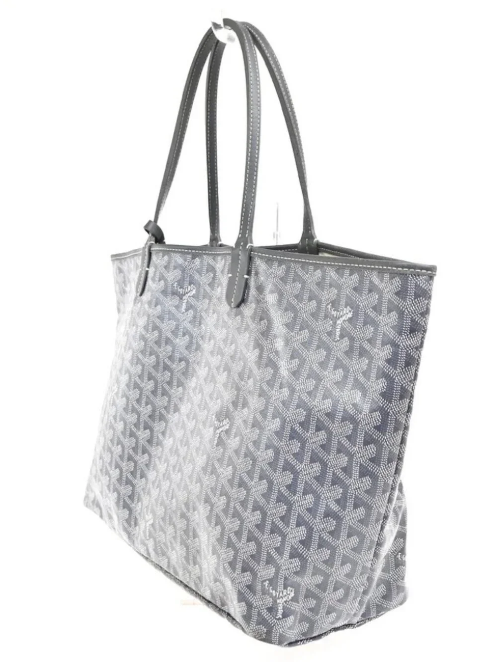 GOYARD Saint Louis PM Marquage Shoulder Tote Bag Pouch Gray Canvas